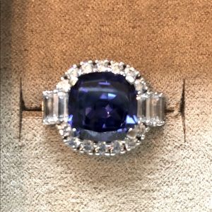 White & Blue CZ Sterling Silver Ring